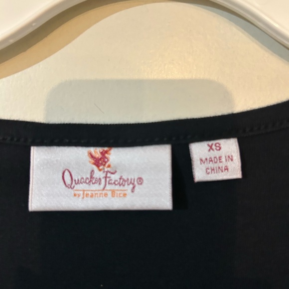 Quacker Factory Blue Short Sleeve Tee with flag and rhinestones - Picture 2 of 3